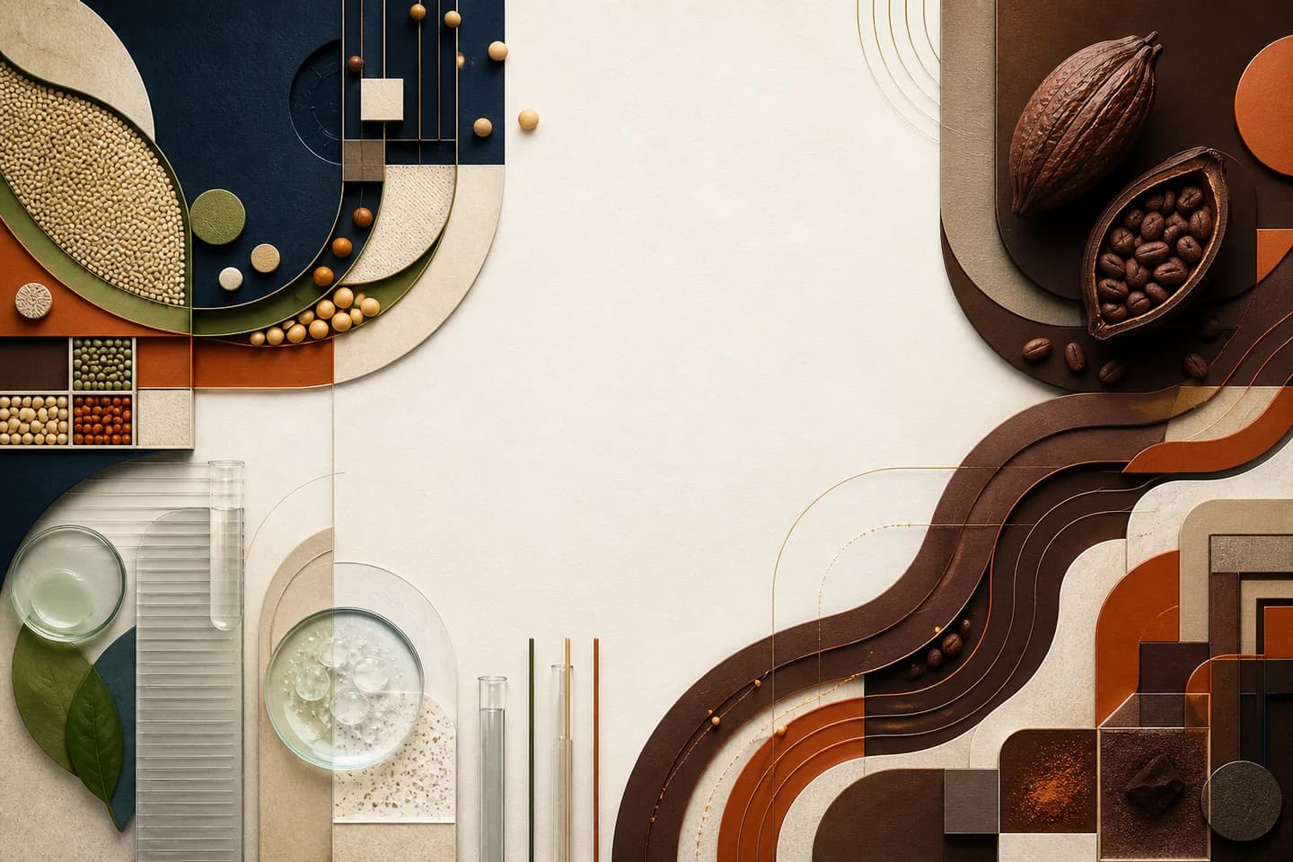 Composition illustrative de trois chaînes de valeur : céréales, production contrôlée et cacao